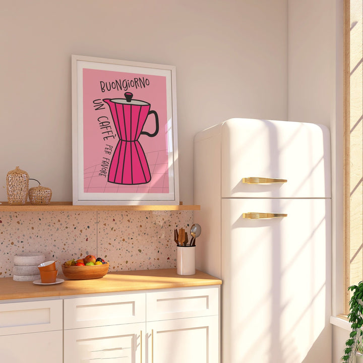 Pink Buongiorno Bialetti Moka Pot Wall Art - Style My Wall