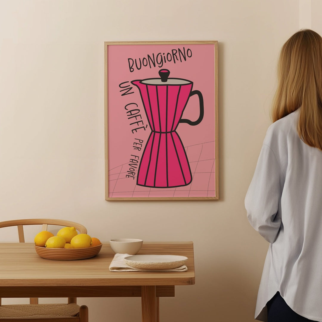 Pink Buongiorno Bialetti Moka Pot Wall Art - Style My Wall