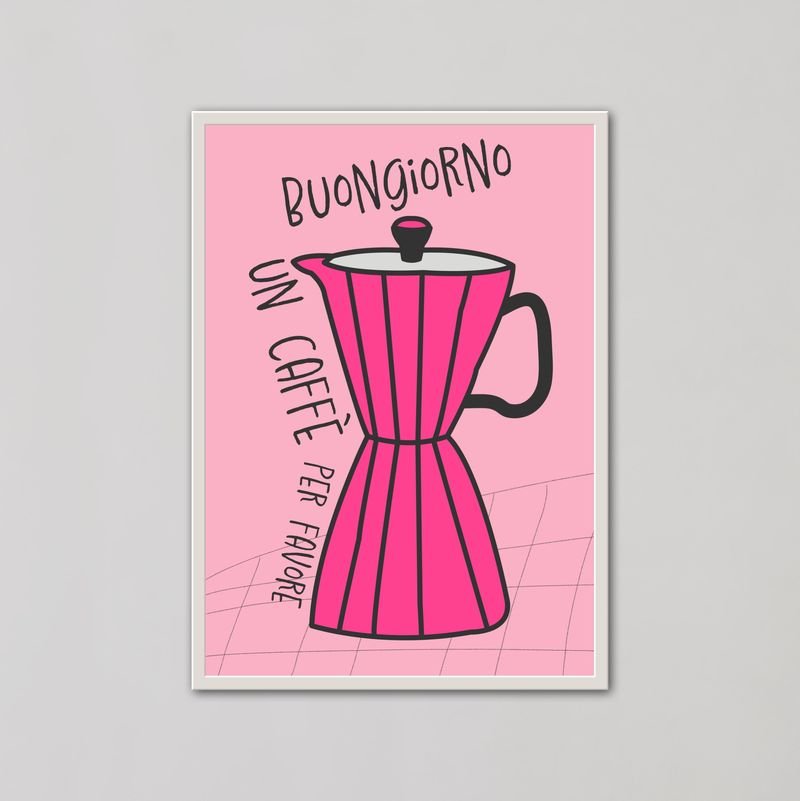 Pink Buongiorno Bialetti Moka Pot Wall Art - Style My Wall