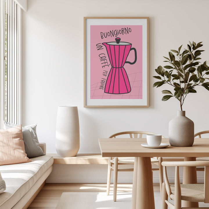 Pink Buongiorno Bialetti Moka Pot Wall Art - Style My Wall