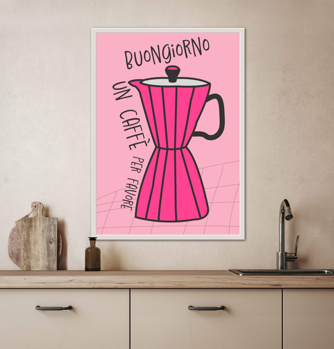 Pink Buongiorno Bialetti Moka Pot Wall Art - Style My Wall