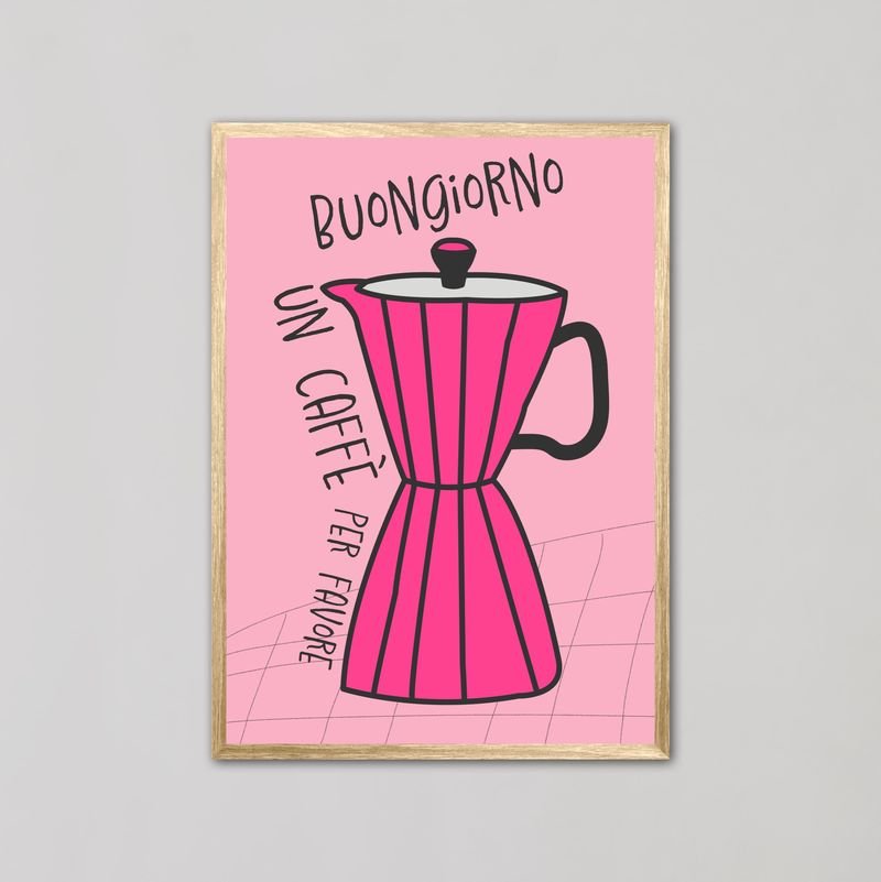 Pink Buongiorno Bialetti Moka Pot Wall Art - Style My Wall