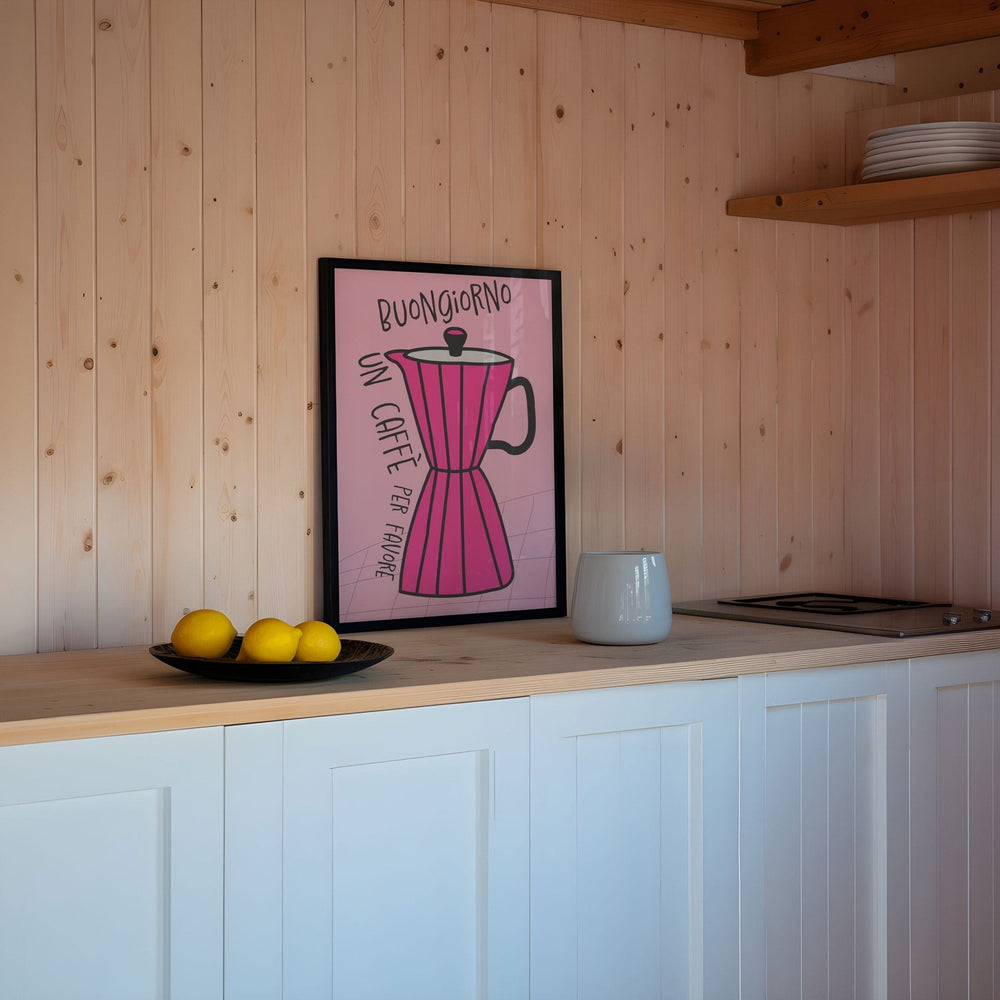 Pink Buongiorno Bialetti Moka Pot Wall Art - Style My Wall
