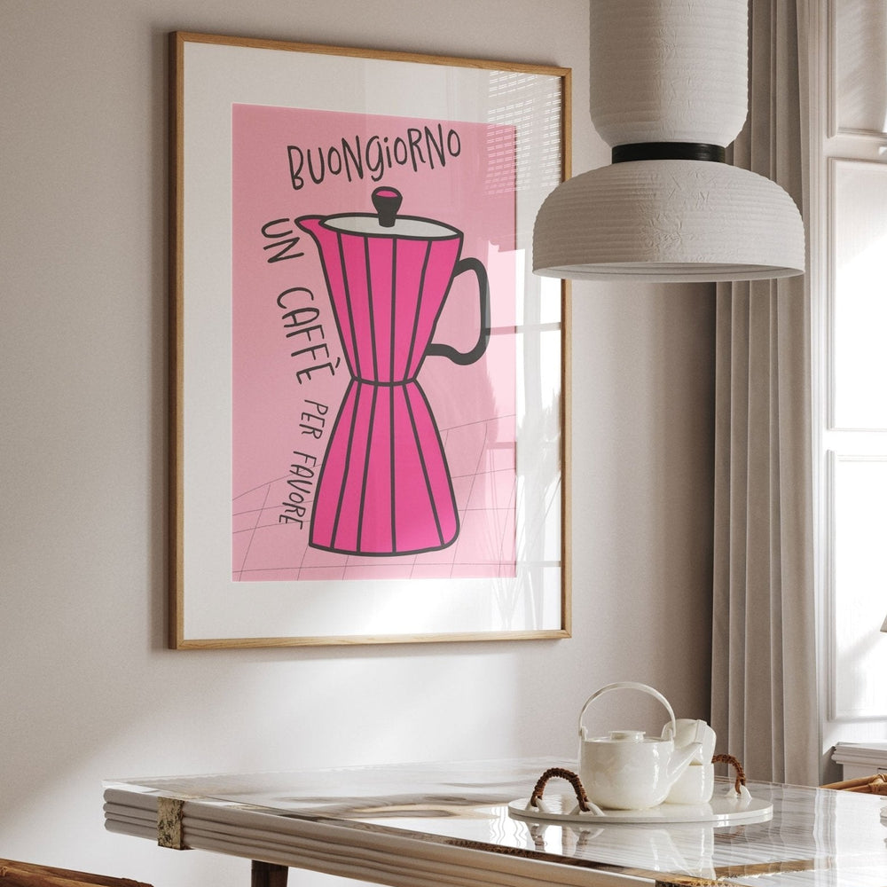 Pink Buongiorno Bialetti Moka Pot Wall Art - Style My Wall
