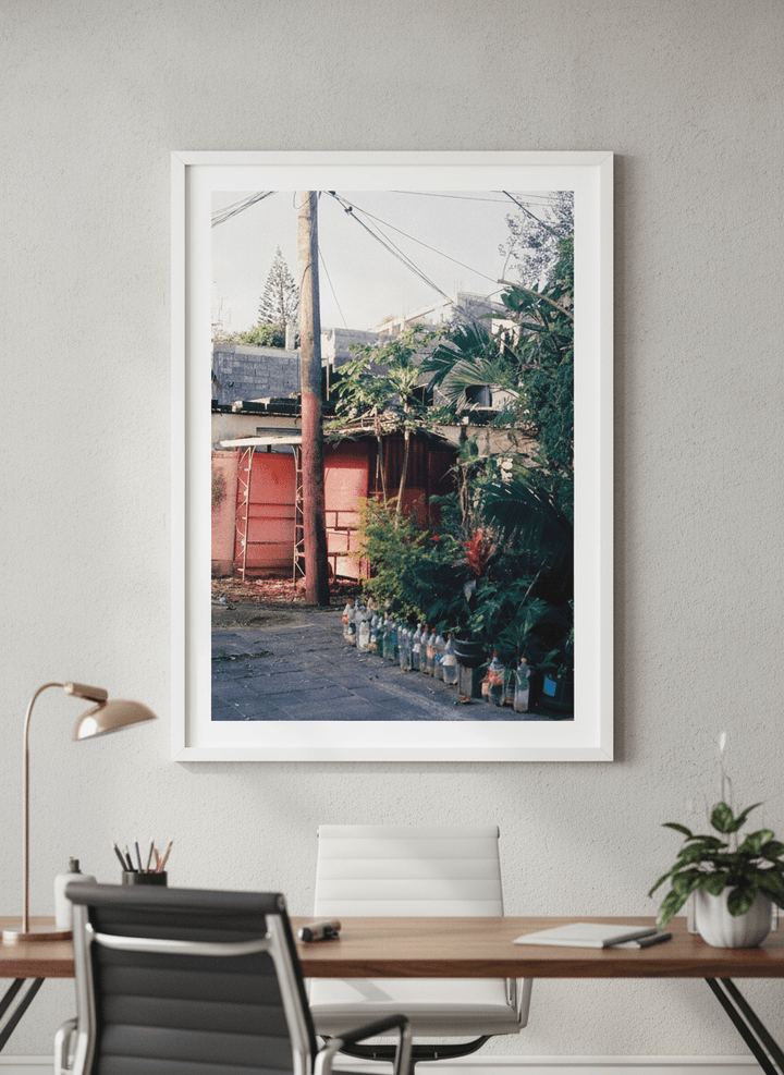 Contemporary wall art featured in a bright modern office workspace