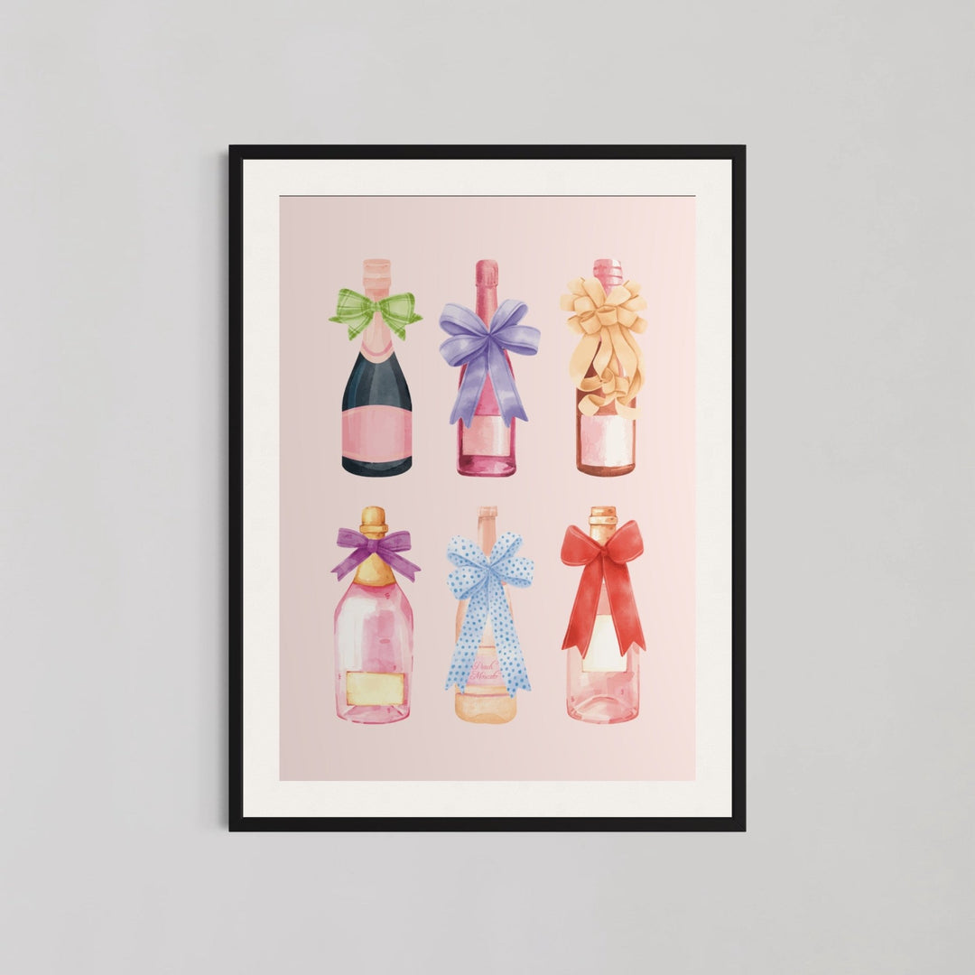 Pink Champagne Bottle Wall Art - Style My Wall