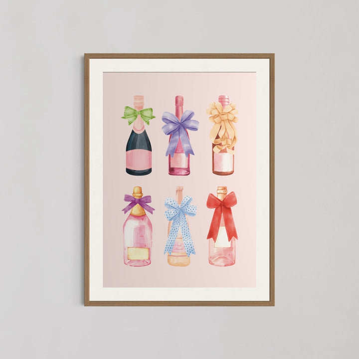 Pink Champagne Bottle Wall Art - Style My Wall