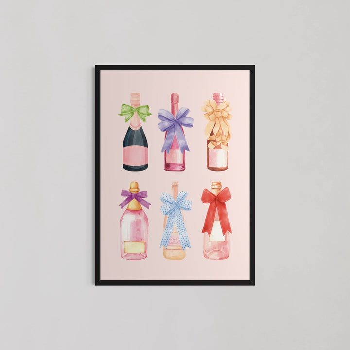 Pink Champagne Bottle Wall Art - Style My Wall