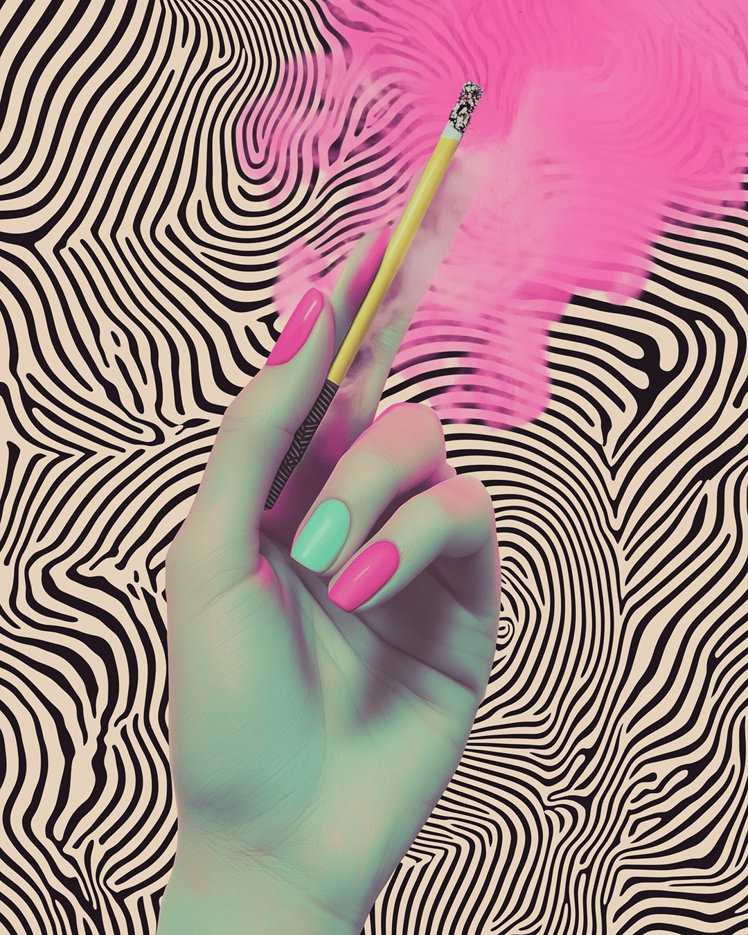 Pink Cigarette Zebra Wall Print - Style My Wall