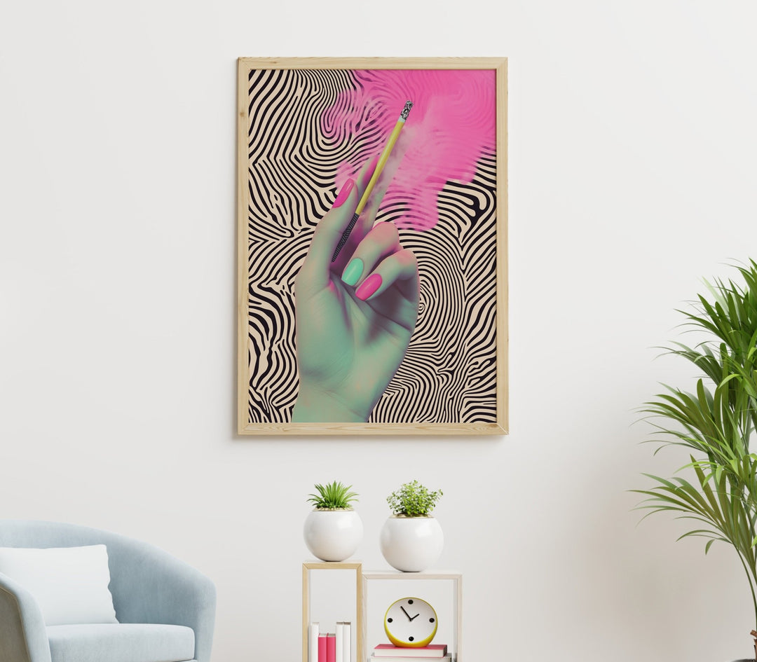 Pink Cigarette Zebra Wall Print - Style My Wall