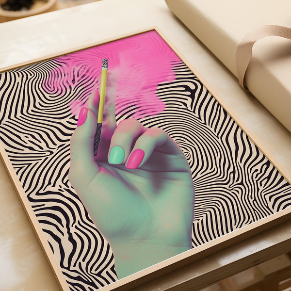Pink Cigarette Zebra Wall | Art & Canvas Print
