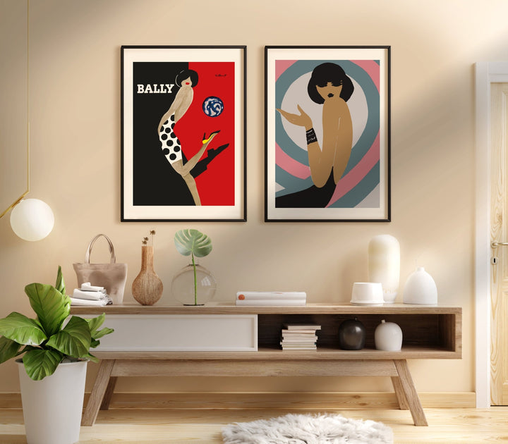 Pink & Classy Polkadot Girl by Bernard Villemot Set of 2 - Style My Wall