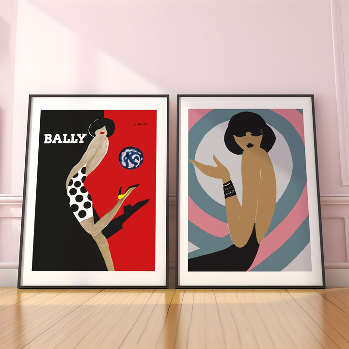 Pink & Classy Polkadot Girl by Bernard Villemot Set of 2 - Style My Wall