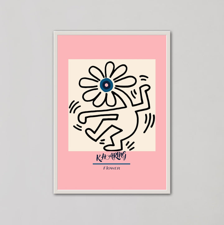 Pink Dancing Flower Wall Art By Keith Haring - Style My Wall