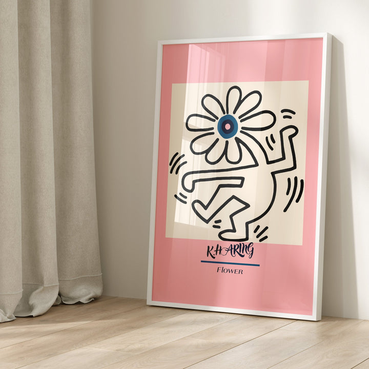 Pink Dancing Flower Wall Art By Keith Haring - Style My Wall