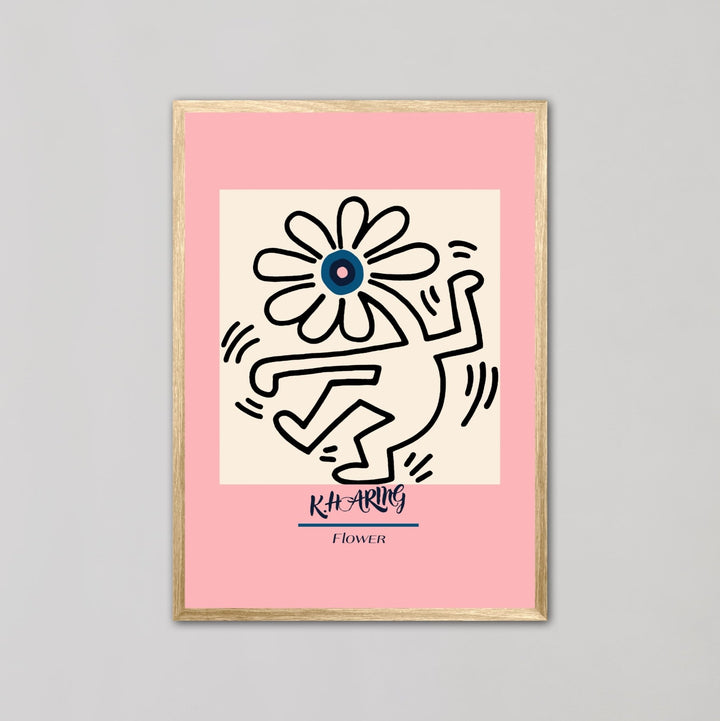 Pink Dancing Flower Wall Art By Keith Haring - Style My Wall