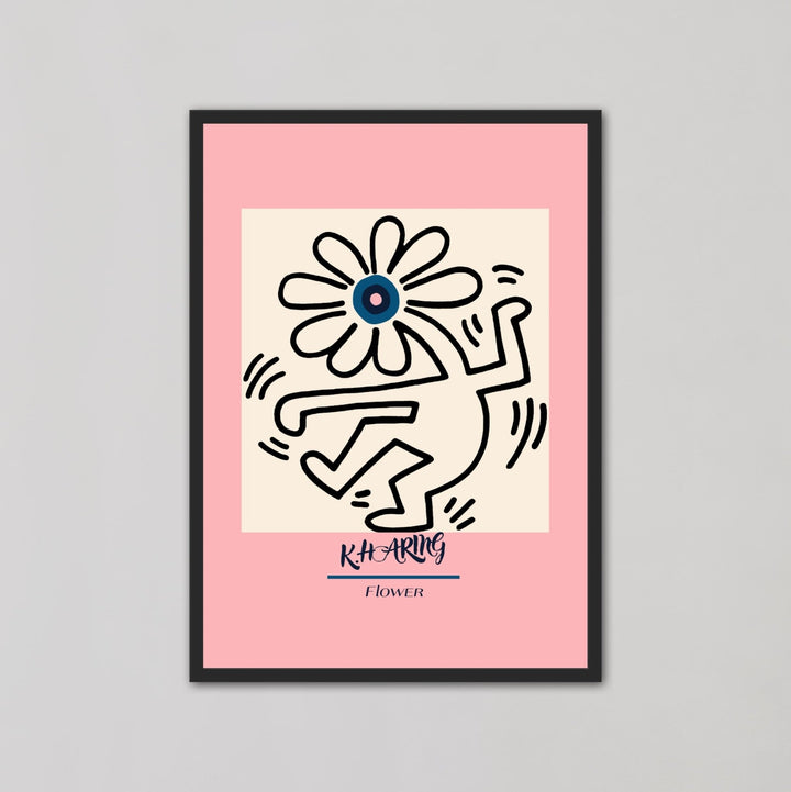 Pink Dancing Flower Wall Art By Keith Haring - Style My Wall