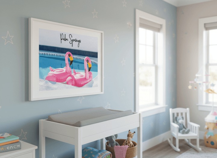 Soft neutral wall art styled in a serene nursery with pastel tones