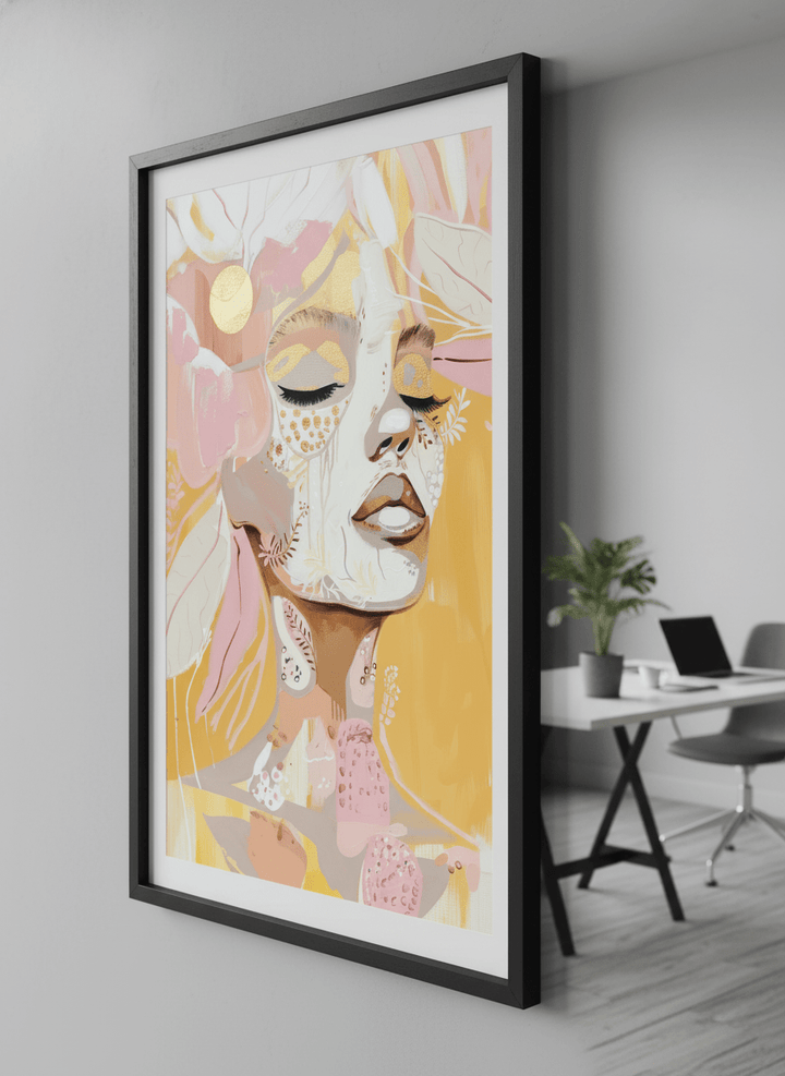 Contemporary wall art featured in a bright modern office workspace