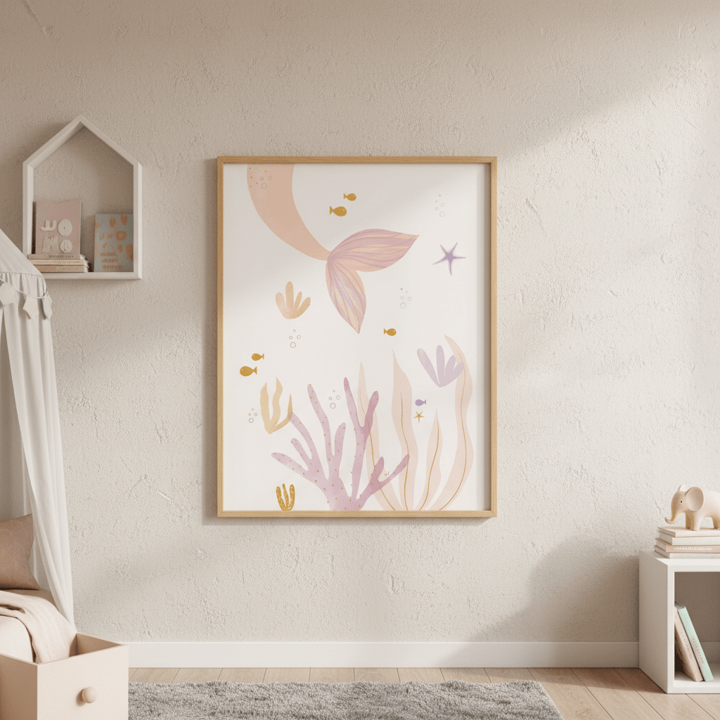 Pink Mermaid by Menina Lisboa wall - art - picture - poster