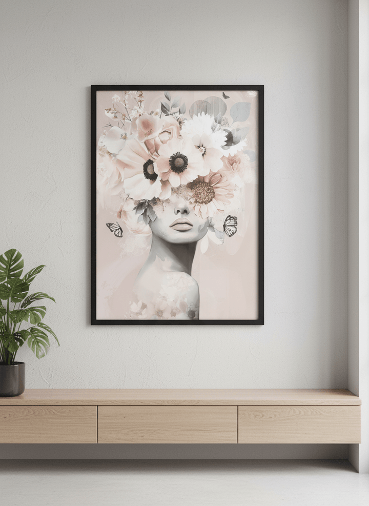Contemporary wall art featured in a bright modern office workspace