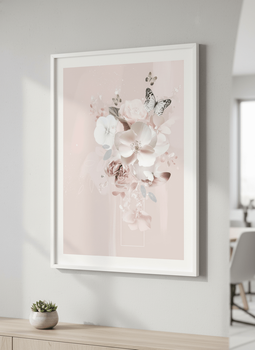 Contemporary wall art featured in a bright modern office workspace