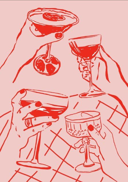 Pink & Red Hand Wine Cheers Wall Art