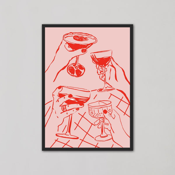 Pink & Red Hand Wine Cheers Wall Art