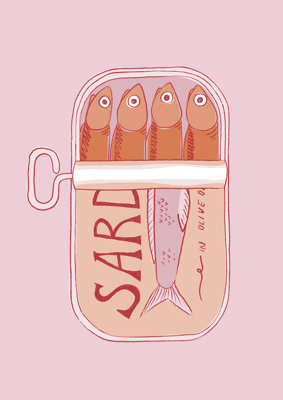 Pink Sardines Wall Art Print by Lucia Sankovic