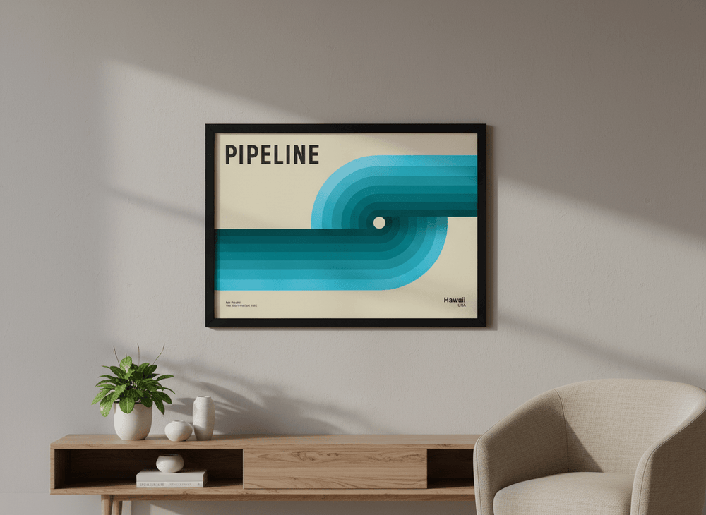 Modern wall art styled above a sofa in a neutral living room