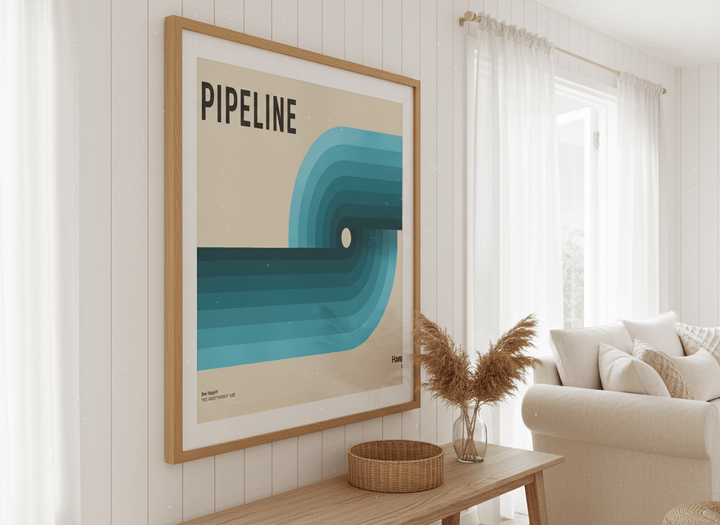 Neutral wall art displayed in a sunny coastal beach house