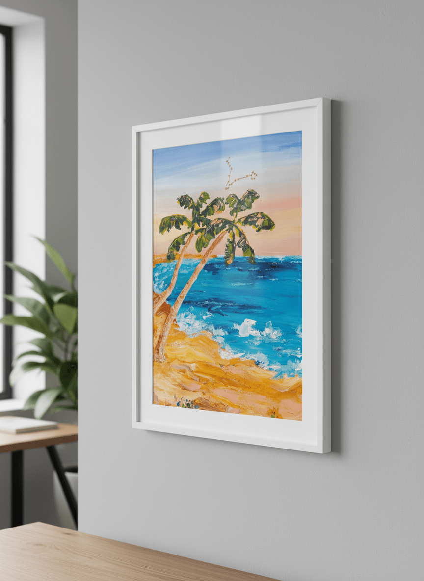 Contemporary wall art featured in a bright modern office workspace