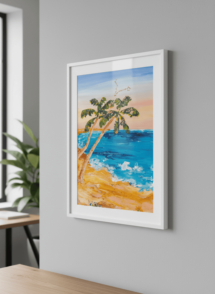 Contemporary wall art featured in a bright modern office workspace