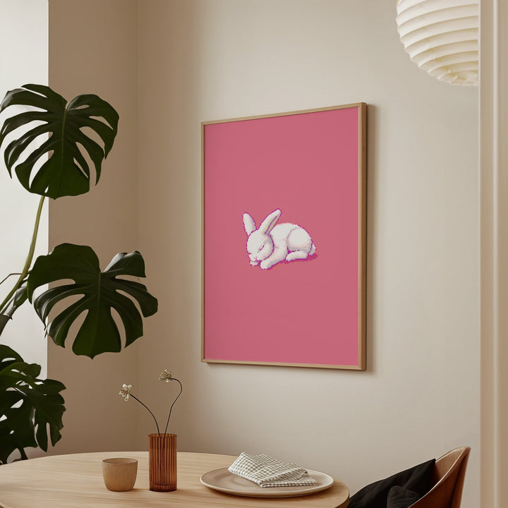 Pixel Bunny Sleeping Kids Print - Style My Wall