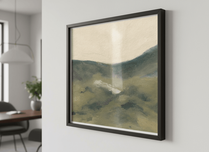 Contemporary wall art featured in a bright modern office workspace