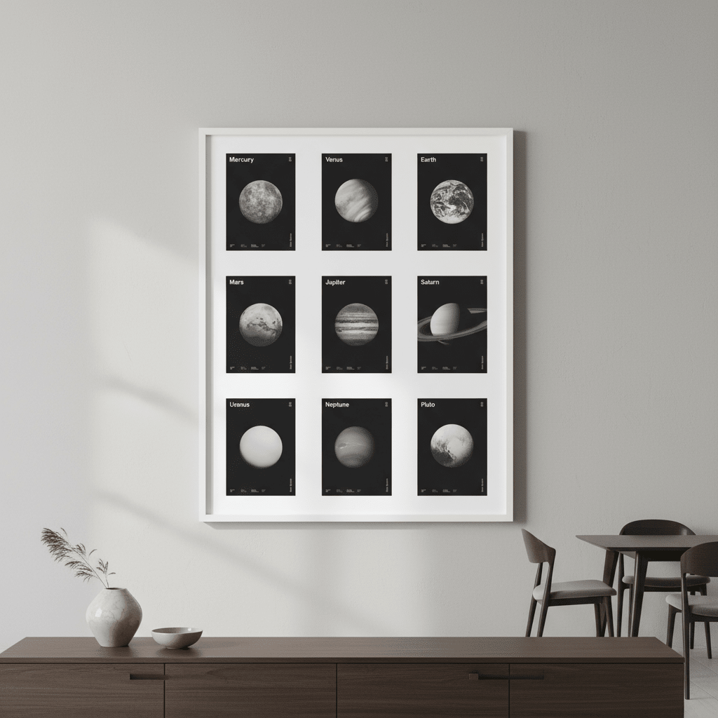 Planets with Data Family by Florent Bodart wall - art - picture - poster