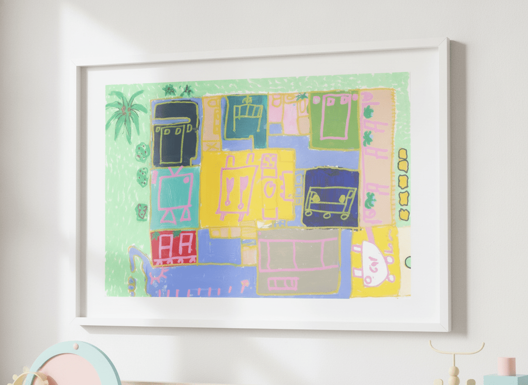 Soft neutral wall art styled in a serene nursery with pastel tones