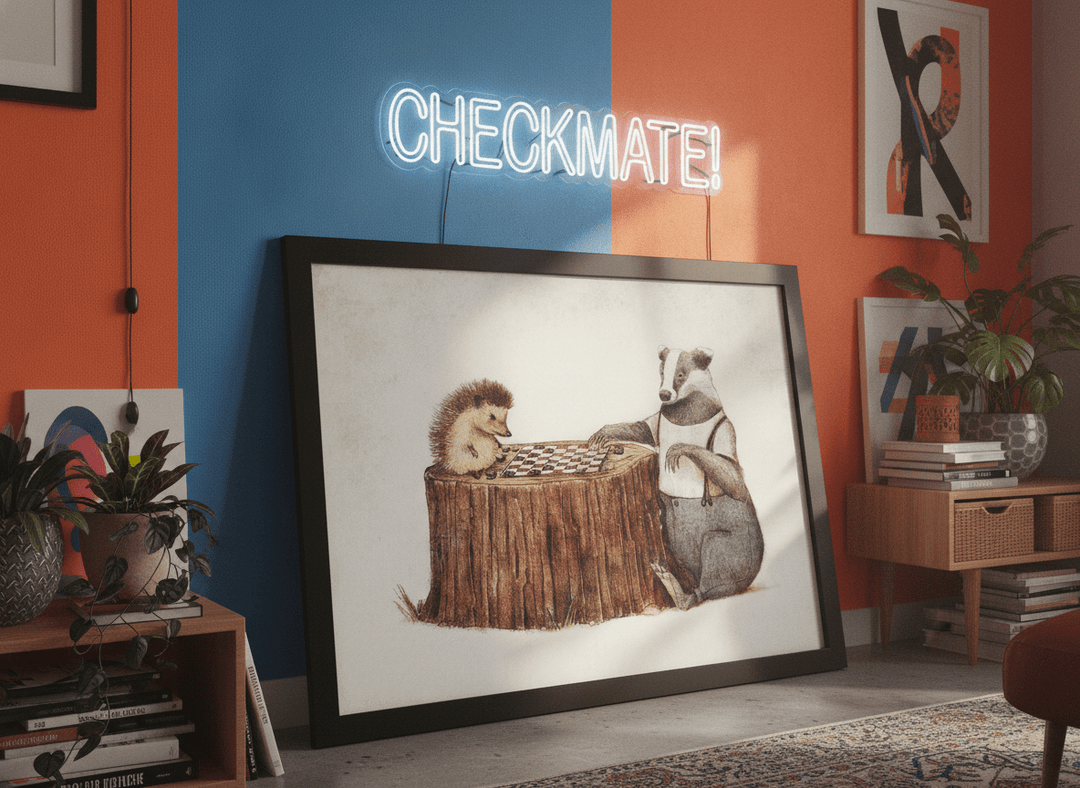 Bold wall art styled in a colourful, eclectic modern home