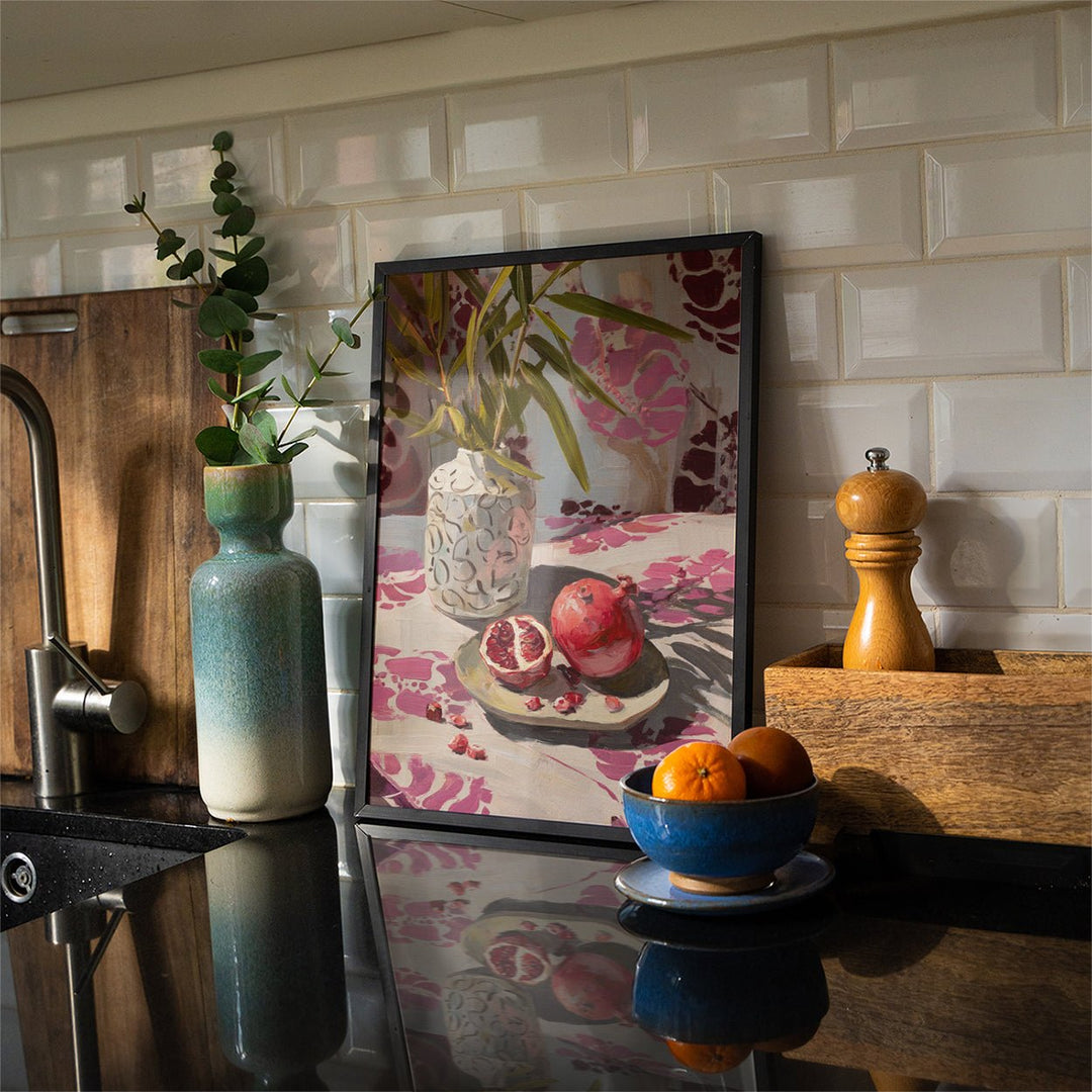 Pomegranate Kitchen Oil Illustration Print wall - art - picture - poster