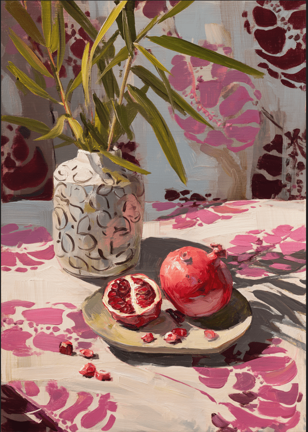 Pomegranate Kitchen Oil Illustration Print,frame