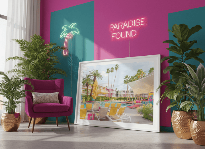 Bold wall art styled in a colourful, eclectic modern home