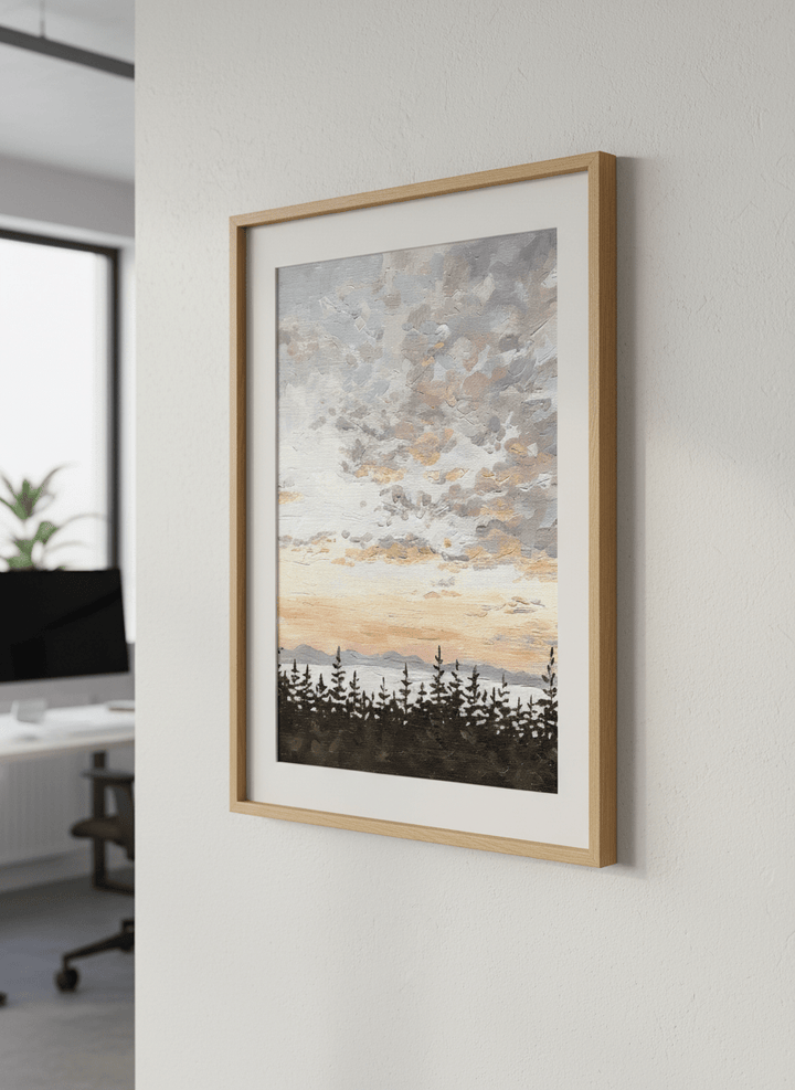 Contemporary wall art featured in a bright modern office workspace