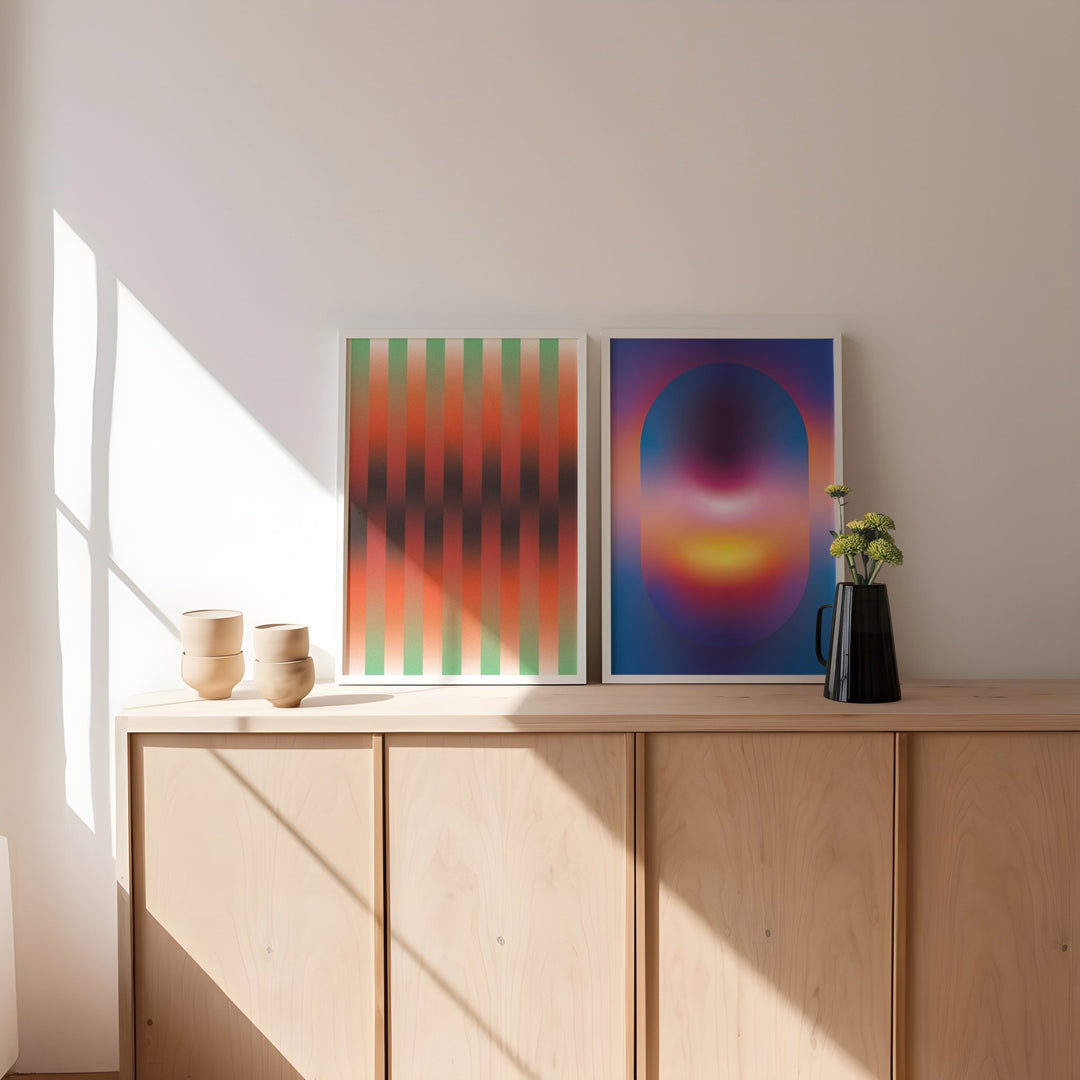 Portal Pulse Grid Set of 2 Wall Art Prints wall - art - picture - poster