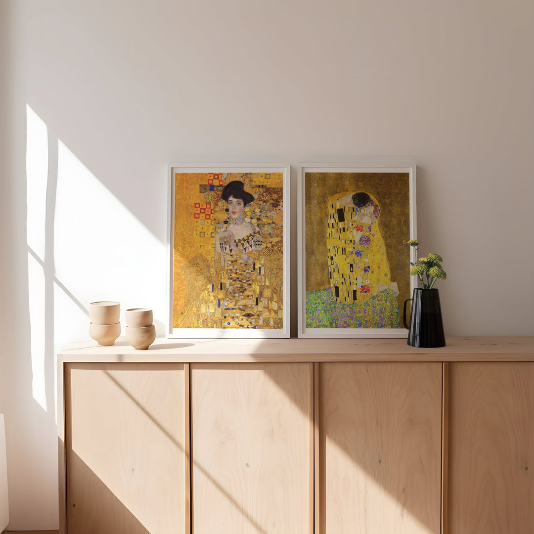 Portrait & The Kiss Exhibition Prints by Gustav Klimt wall - art - picture - poster