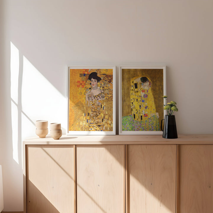 Portrait & The Kiss Exhibition Prints by Gustav Klimt wall - art - picture - poster