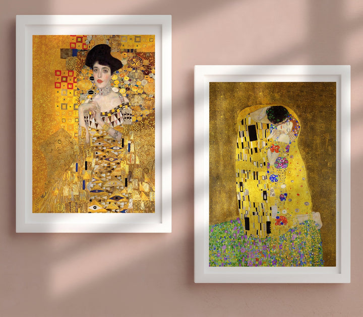 Portrait & The Kiss Exhibition Prints by Gustav Klimt wall - art - picture - poster