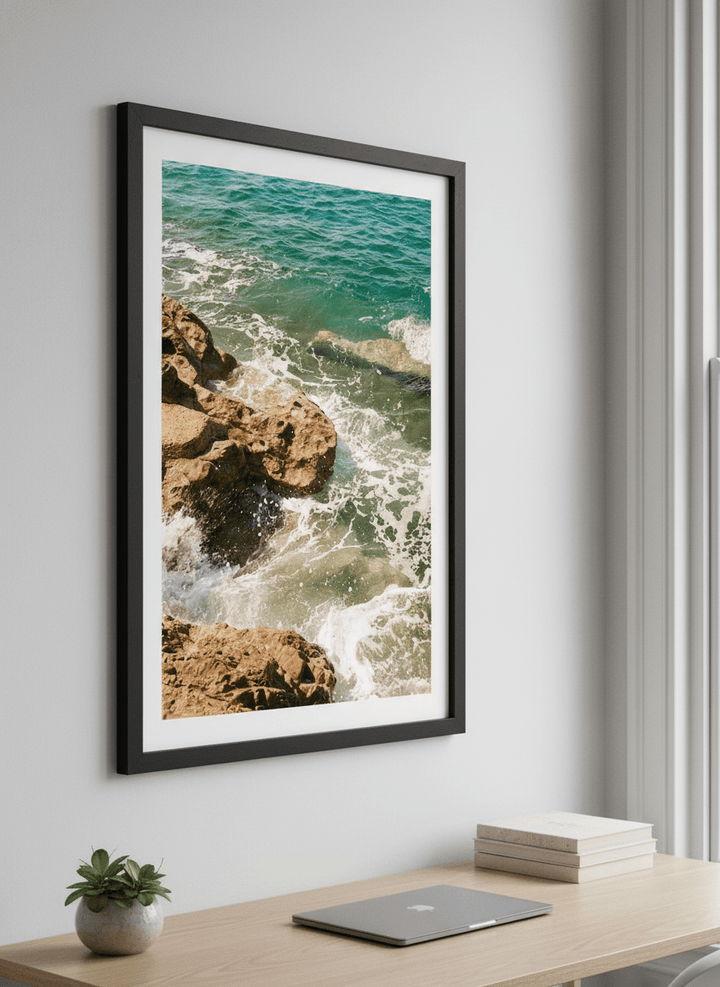 Contemporary wall art featured in a bright modern office workspace