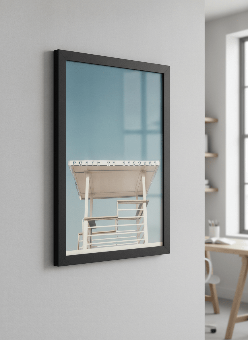 Contemporary wall art featured in a bright modern office workspace