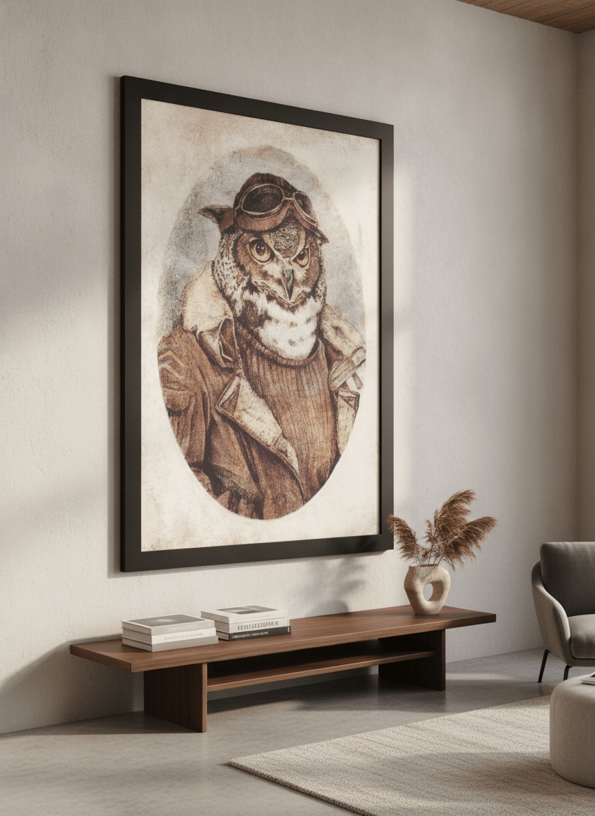 Monumental artwork centred on a feature wall in a luxe interior