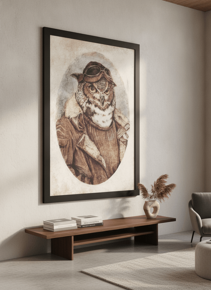 Monumental artwork centred on a feature wall in a luxe interior